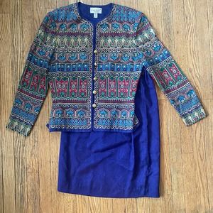 Rare Vintage Adrianna Papéll Silk Jacket & Skirt Suit